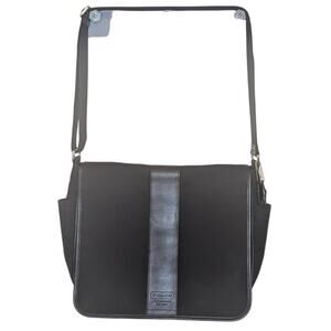 Authentic COACH Black Transatlantic Messenger Bag Black Neoprene Leather $295